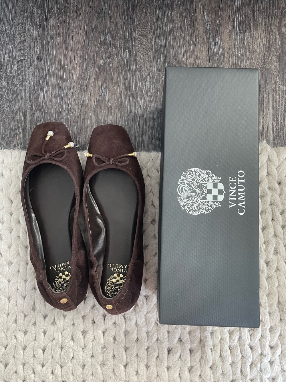 NWT Vince Camuto Women's Brown Suede Ballet Flats